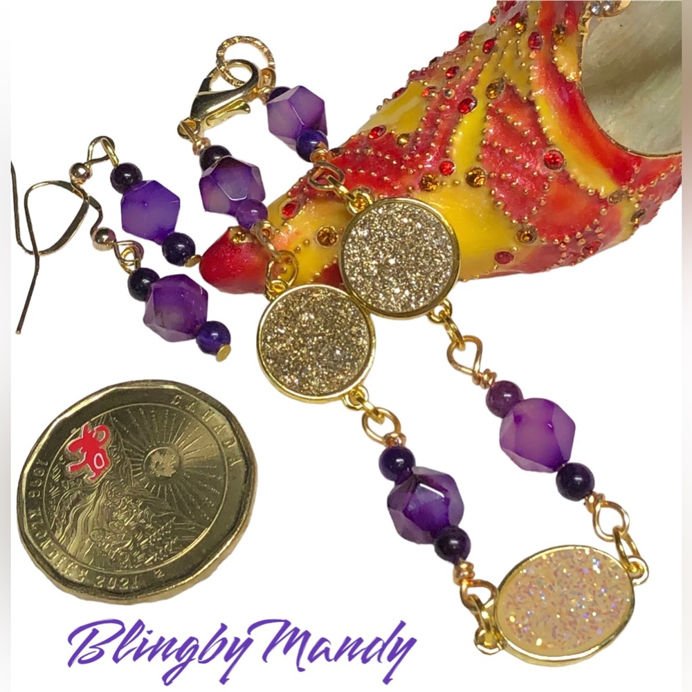 Druzy set -bracelet and earrings